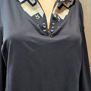 Bogner Black Knit Ski Top Womens Quarter Zip Base Layer Stretch Alpine